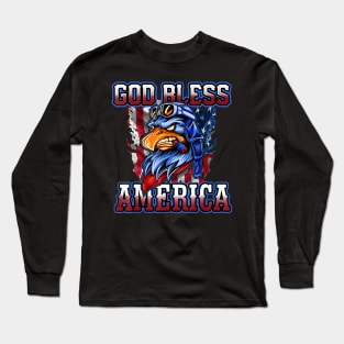 4th of July Patriotic Eagle God Bless America Independence Long Sleeve T-Shirt